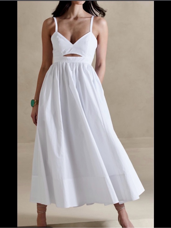 Banana Republic Dresses & Skirts - Banana Republic White Spaghetti-Strap Maxi Dress with Front Cutout